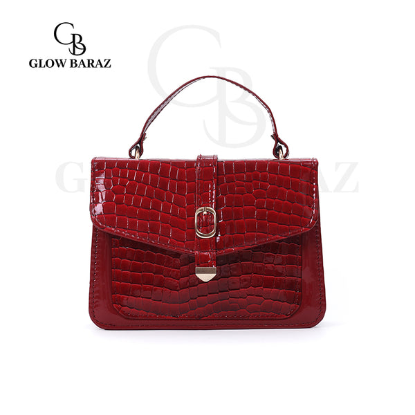 CROCO Handbag Maroon