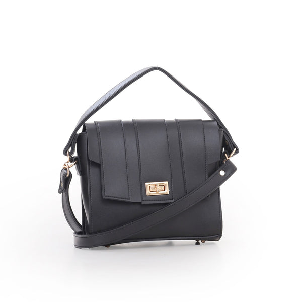 Black compact top-handle cross-body bag