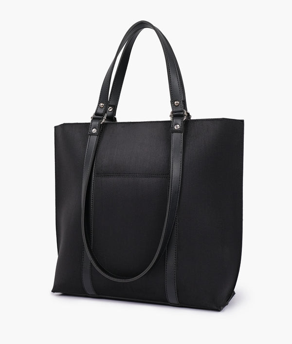 Black Suede Double-Handle Tote Bag